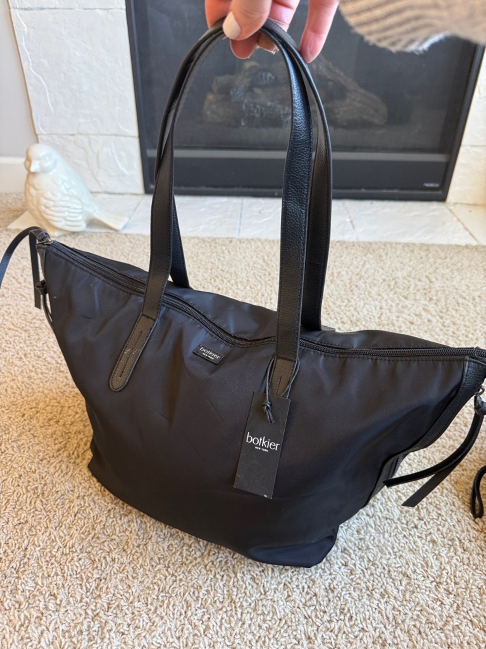 Botkier Black Nylon Tote with Leather Trim